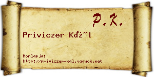 Priviczer Kál névjegykártya